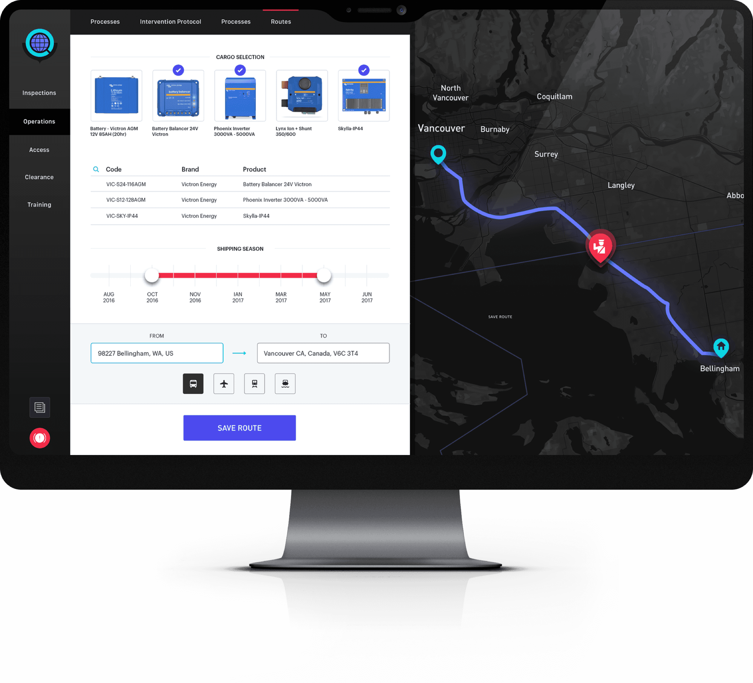 User Experience e design UI per configurare i percorsi per il transito delle merci